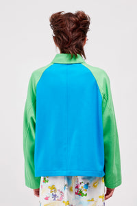 Bi-Colour Raglan Jacket /  Blue Green