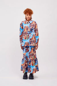 Cotton Printed Skirt / NY Street