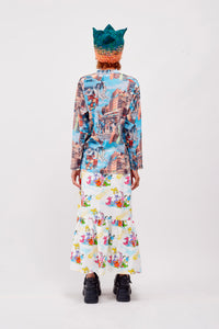 Cotton Printed Skirt / Alien White