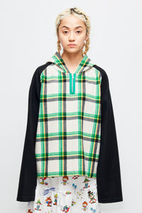 Melton Hoodie / Plaid Black