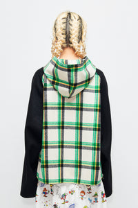 Melton Hoodie / Plaid Black