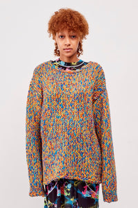 Low gauge Hand-knittied Sweater / Multicolor